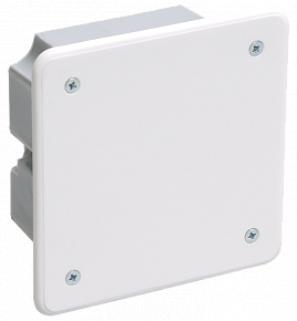 Коробка КМ41021 распаячная 92х92x45мм для полых стен (с саморезами, метал. лапки, с крышкой )
