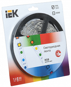 Лента LED 5м  блистер  LSR-5050RGB30-7,2-IP20-12V полноцветная IEK