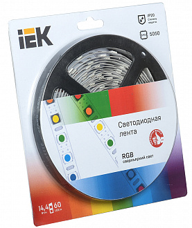 Лента LED 5м  блистер  LSR-5050RGB60-14,4-IP20-12V полноцветная IEK