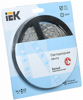 Лента LED 5м блистер LSR-5050W60-14,4-IP20-12V белый цвет IEK Лента LED 5м блистер LSR-5050W60-14,4-IP20-12V белый цвет IEK